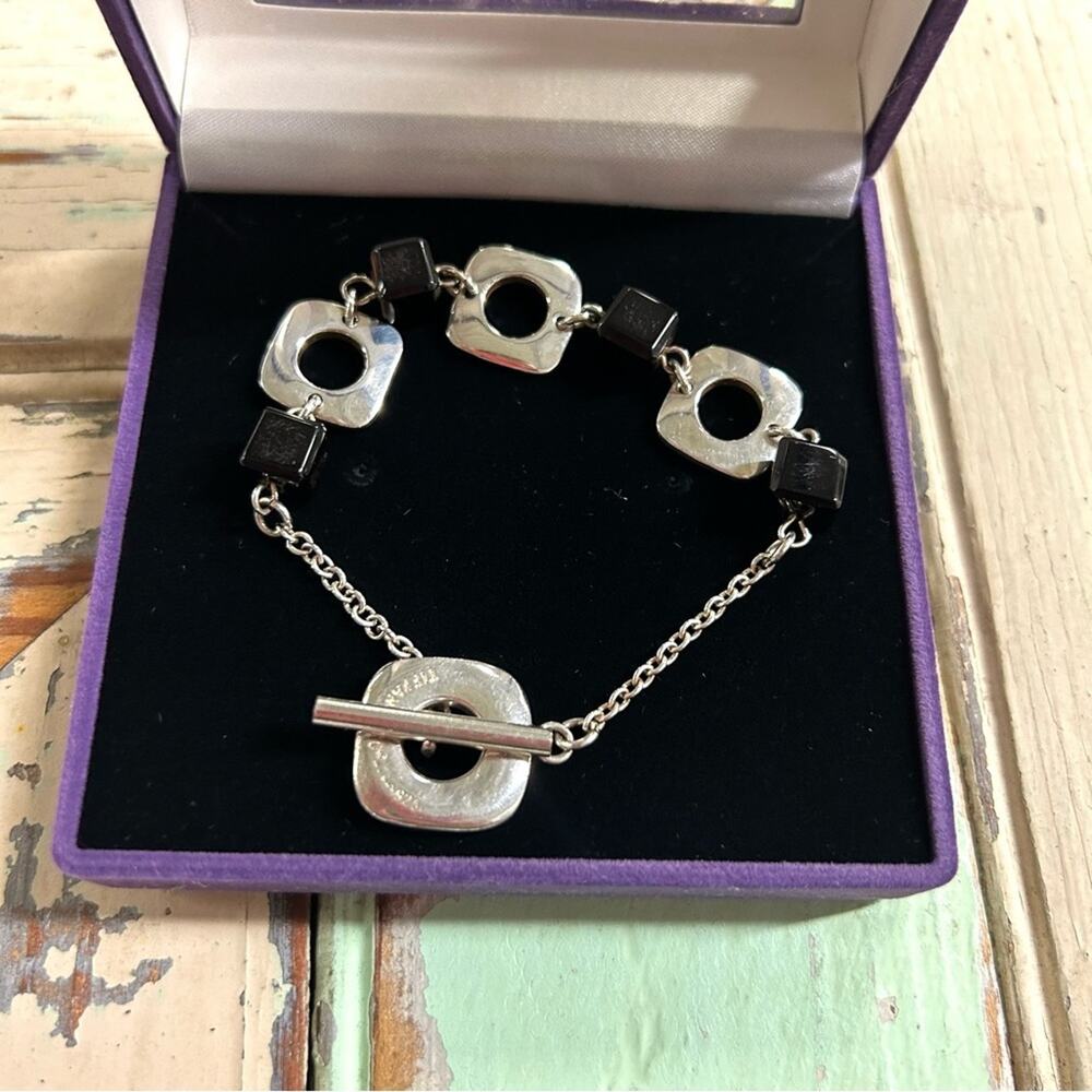 RARE Tiffany Elsa Peretti signed Black Onyx Square Cushion bracelet Sterling